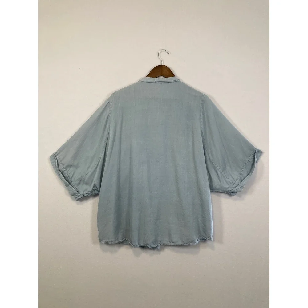 Easel Los Angeles Blue Tencel Kimono Cardigan‎ Open Front Dolman Sleeve Medium - Picture 2 of 8